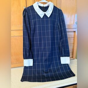 Retro Navy and White Checkered Mini Dress
